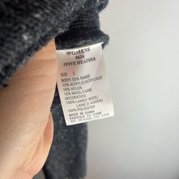 WOOLRICH 100% LAMBS WOOL GRAY STITCHED SPECKLED QUARTER ZIP SWEATER SIZE SMALL - Picture 10 of 10